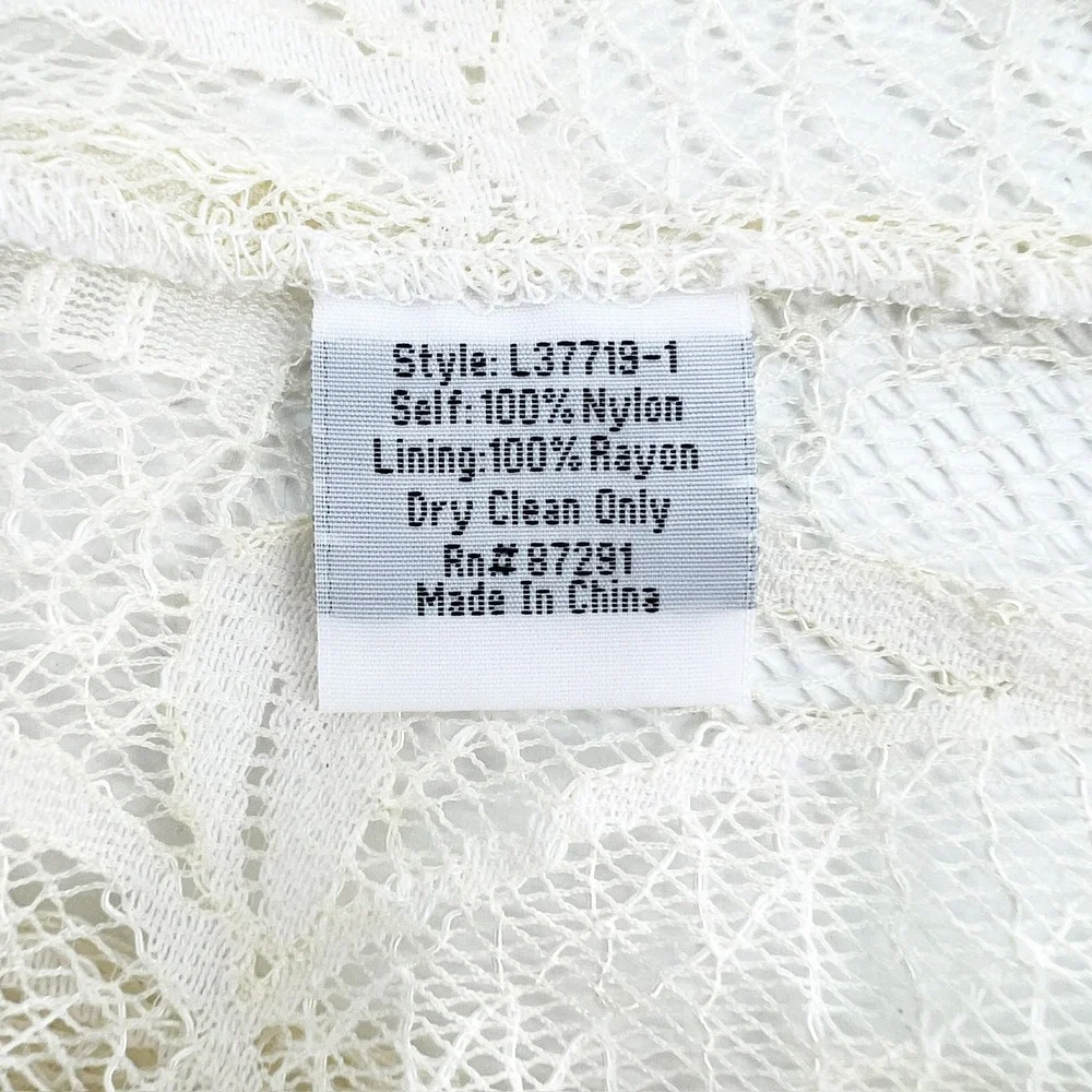 Jade by Johnny Was Cream Lace Maxi Dress Pom Pom Flutter Sleeve XL L37719-1 - Picture 7 of 7
